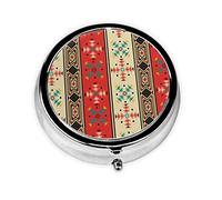 Navaho StyleBox - Organizador de medicamentos de 3 compartimentos, bonito estuche redondo para bolso y bolsillo, pastillero de viaje, organizador de medicamentos de metal, vitaminas, aceite de
