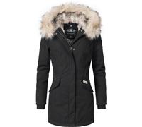 Navahoo Abrigo corto de invierno para mujer con capucha Cristal XS-XXL, Negro , L