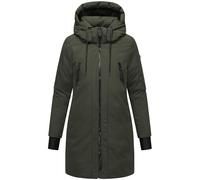 Navahoo Abrigo de invierno impermeable para mujer, parka cálida con capucha (extraíble) y correas de mochila en el interior delicado de invierno 14 S-6XL, verde oliva oscuro, XXL