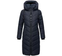 Navahoo Abrigo de invierno para mujer, abrigo acolchado cálido, largo con capucha extraíble, color crema, azul marino, S