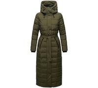 Navahoo Abrigo de invierno para mujer, abrigo acolchado cálido, largo con capucha y cinturón de cintura, parte XIV XS-3XL, verde oscuro, L
