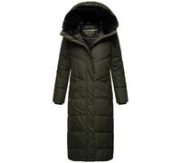Navahoo Abrigo de invierno para mujer, abrigo cálido acolchado extralargo con capucha extraíble, llamativo, XIV XS-5XL, verde oscuro, XL