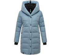 Navahoo Abrigo de invierno para mujer, abrigo largo acolchado con capucha y cuello de forro polar extraíble, tallas XS-XXL, azul (Powder Blue), XL
