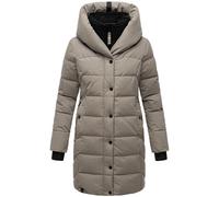 Navahoo Abrigo de invierno para mujer, abrigo largo acolchado con capucha y cuello de forro polar extraíble, tallas XS-XXL, gris, XS