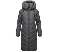 Navahoo Abrigo de invierno para mujer, cálido, acolchado, largo con capucha extraíble, color crema, antracita, M
