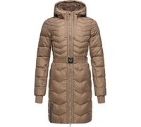 Navahoo Abrigo de invierno para mujer, chaqueta acolchada con cinturón de cintura ciclamen XS-XXL, pardo, XL
