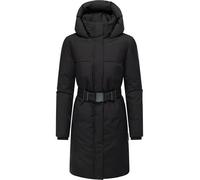 Navahoo Abrigo de invierno para mujer con cinturón y capucha forrada Gipfelspass XIV XS-5XL, Negro , L