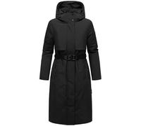 Navahoo Abrigo de invierno para mujer, parka cálida e impermeable con capucha (extraíble) y cinturón para la cintura, tallas XS-3XL, Negro , XS