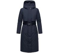 Navahoo Abrigo de invierno para mujer, parka cálida e impermeable con capucha (extraíble) y cinturón para la cintura, tallas XS-3XL, azul marino, L