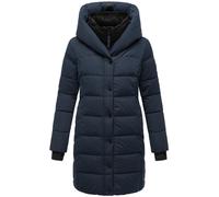 Navahoo Abrigo de invierno para mujer, abrigo largo acolchado con capucha y cuello de forro polar extraíble, tallas XS-XXL, azul marino, M