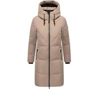 Navahoo Abrigo largo de invierno para mujer, abrigo cálido acolchado con capucha grande y cuello forrado de forro polar, para el frío XIV XS-5XL, gris pardo, M
