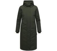 Navahoo Abrigo largo de invierno para mujer, parka cálida e impermeable con cuello alto y tira de cubierta magnética, flor de ensueño 14 S-3XL, verde oscuro, S