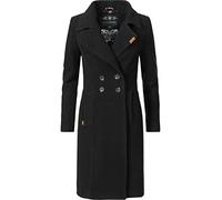 Navahoo Abrigo largo de lana para mujer, cálido, clásico, con cuello de solapa, tallas XS-3XL