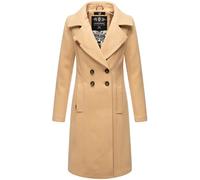 Navahoo Abrigo largo de lana para mujer, cálido, clásico, con cuello de solapa, tallas XS-3XL