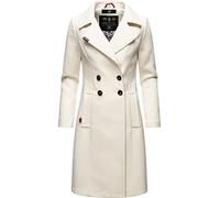 Navahoo Abrigo largo de lana para mujer con cuello de solapa, tallas XS-3XL, blanco roto, XXL