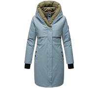 Navahoo Abrigo largo y cálido de invierno para mujer, chaqueta acolchada con capucha y elementos magnéticos Snowelf XS-XXL, azul (Powder Blue), XS