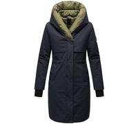 Navahoo Abrigo largo y cálido de invierno para mujer, chaqueta acolchada con capucha y elementos magnéticos Snowelf XS-XXL, azul marino, XS