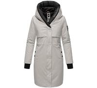 Navahoo Abrigo largo y cálido de invierno para mujer, chaqueta acolchada con capucha y elementos magnéticos Snowelf XS-XXL, gris claro, M