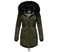 Navahoo B818 - Chaqueta de invierno con capucha para mujer, piel sintética, verde oliva, M