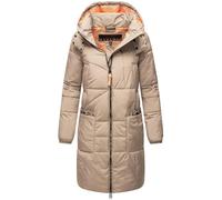 Navahoo Abrigo de invierno para mujer, abrigo acolchado cálido de material reciclado con capucha Bliblablubb 14 XS-6XL, gris pardo, M