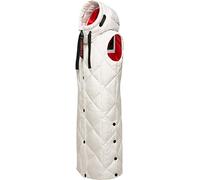 Navahoo Chaleco acolchado largo con capucha para mujer, tallas XS-XXL, blanco roto, XL