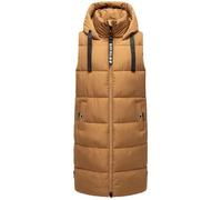 Navahoo Chaleco de mujer con cuello alto acolchado sin mangas con capucha para exteriores B942, marrón claro, M