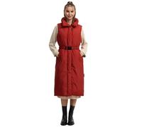 Navahoo Chaleco largo para mujer (XS-3XL) - sin mangas, corte recto, parte con cierre magnético, 4 bolsillos, con cinturón, chaleco cálido para mujer - N012, terracota, M