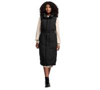 Navahoo Chaleco largo sin mangas para mujer, chaqueta de invierno cálida con cinturón y solapa magnética, canción de noche XIV XS-3XL, Negro , M