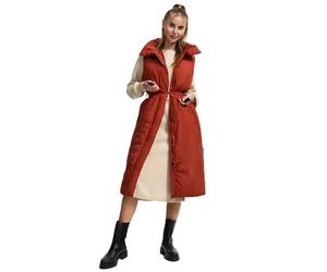 Navahoo Chaleco largo sin mangas para mujer, chaqueta de invierno cálida con cinturón y solapa magnética, canción de noche XIV XS-3XL, terracota, M