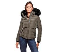Navahoo Chaqueta acolchada de invierno para mujer con cuello de piel desmontable B355, antracita, XS