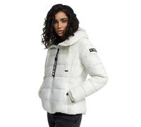 Navahoo Chaqueta acolchada de invierno para mujer, cuello alto, forro B930, blanco roto, M