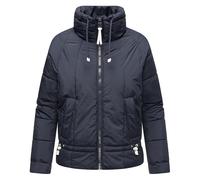 Navahoo Chaqueta acolchada ligera para mujer, chaqueta corta de entretiempo, con mangas de murciélago, magia de aire, tallas XS-XXL, azul marino, S