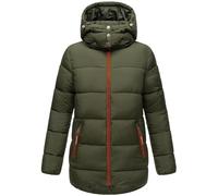 Navahoo Chaqueta corta de invierno para mujer, chaqueta acolchada cálida con capucha desmontable Wattewölkchen XS-XXL, verde oscuro, S