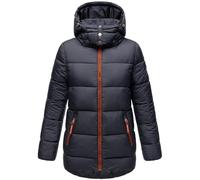Navahoo Chaqueta corta de invierno para mujer, chaqueta acolchada cálida con capucha desmontable Wattewölkchen XS-XXL, azul marino, S