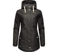 Navahoo - Chaqueta de entretiempo para mujer - Impermeable - Larga - Cálida - Forrada con capucha - Oceans Heart - XS-XXL, Negro , S