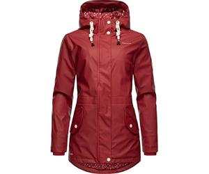 Navahoo - Chaqueta de entretiempo para mujer, impermeable, larga, con capucha y forro térmico Oceans Heart XS-XXL, rojo (blood red), S