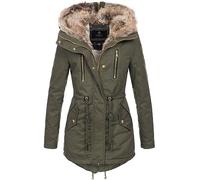 Navahoo Chaqueta de invierno cálida para mujer, de pelo de peluche, parka B648a, verde, S