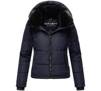 Navahoo Chaqueta de invierno para mujer acolchada cálida con capucha desmontable y cuello de piel sintética con amor XIV XS-XXL, azul marino, S