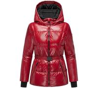 Navahoo Chaqueta de invierno para mujer, brillante, cálida, acolchada, con cinturón, color hielo, talla 14, XS-XXL, rojo oscuro, M