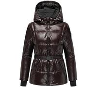 Navahoo Chaqueta de invierno para mujer, brillante, cálida, acolchada, con cinturón, color hielo, talla 14, XS-XXL, marrón, M
