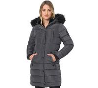 Navahoo Chaqueta de invierno para mujer, impermeable, cálida, con capucha, resistente al viento, abrigo de invierno largo, abrigo para mujer, forro de piel de peluche, cuello alto, 7 bolsillos,