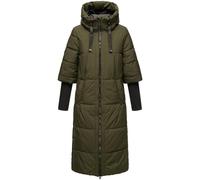 Navahoo Ciao Miau XIV - Abrigo de invierno para mujer, con capucha y mangas de punto acanalado, tallas XS-XXL, verde oscuro, S