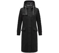 Navahoo Gabardina cálida para mujer en imitación de lana con mangas de punto y capucha (talla S-3XL), Negro , M