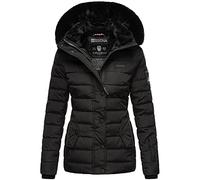 Navahoo Milianaa Chaqueta acolchada de invierno para mujer con capucha de piel sintética extraíble, tallas XS-3XL, Negro , M