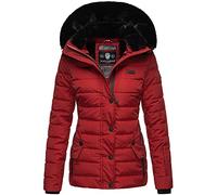 Navahoo Milianaa Chaqueta acolchada de invierno para mujer con capucha de piel sintética extraíble, tallas XS-3XL, rojo, S