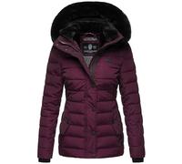 Navahoo Milianaa Chaqueta acolchada de invierno para mujer con capucha de piel sintética extraíble, tallas XS-3XL, berenjena, XS
