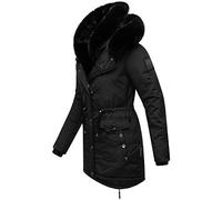 Navahoo Parka de invierno cálida para mujer con doble capucha de piel sintética Sweety Deluxe XS-XXL, Negro , L