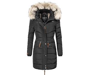 Navahoo Paula - Abrigo largo de invierno para mujer tipo puffer con piel sintética, 12 colores, tallas XS-XXL, Negro, 5XL
