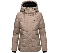 Navahoo Sag ja XIV - Chaqueta de invierno para mujer, acolchada y con capucha y cuello de piel sintética desmontable, gris pardo, S