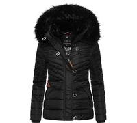 Navahoo Wisteriaa - Chaqueta de invierno acolchada para mujer con capucha de piel sintética extraíble, tallas XS-XXL, Negro , S